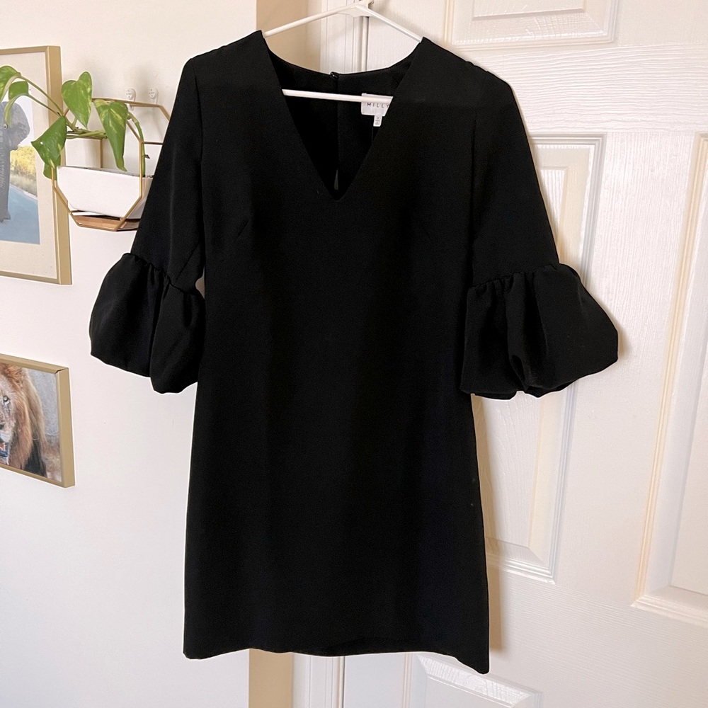 NWT- MILLY BLACK DRESS WITH BELL SLEVES - SIZE 2